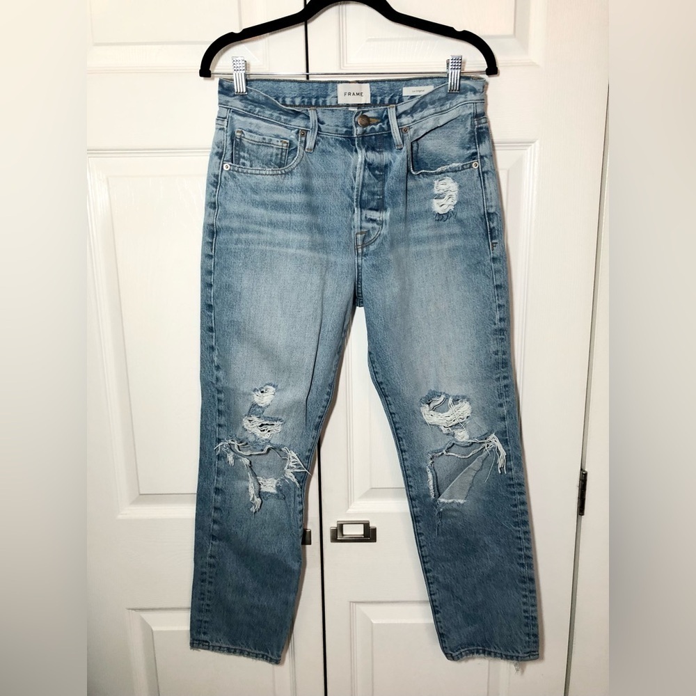 FRAME Le Original Distressed Light Wash Cropped Jeans Size 27